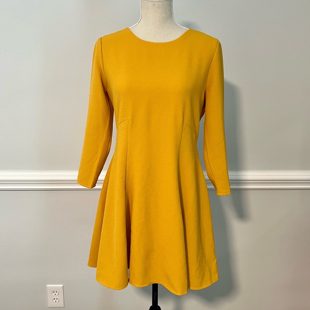 Altar’d State Long Sleeve Midi Mustard Yellow Dress, Size M